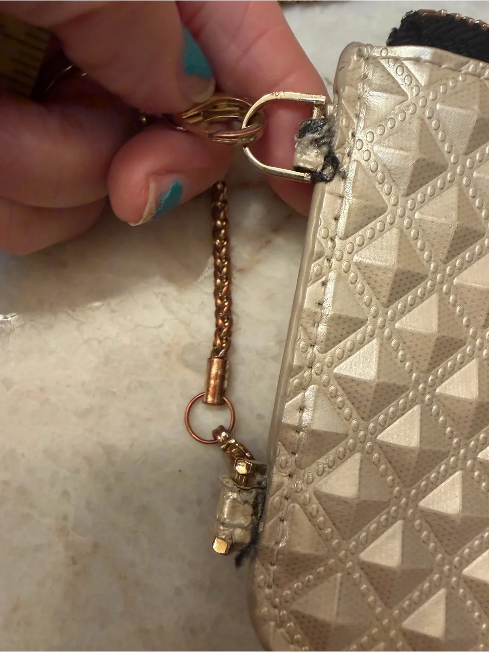 Bandolier Sheila pyramid pouch cream color metallic